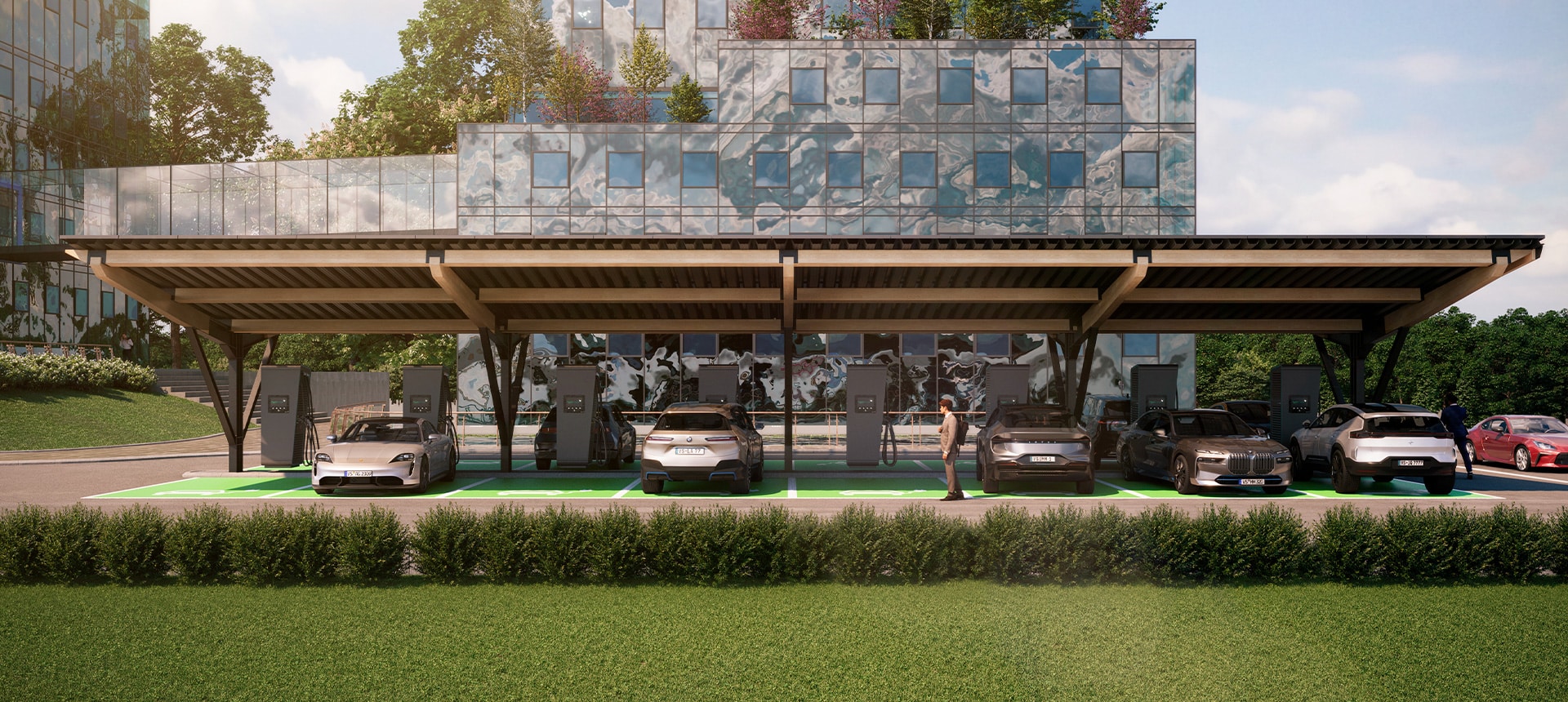 Gewerbe Carport mit Photovoltaik & Ladestation