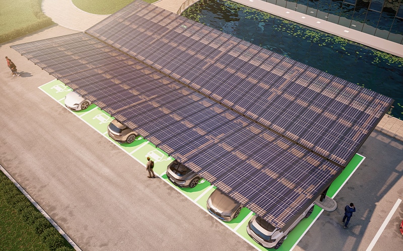 Gewerbe Carport mit Photovoltaik & Ladestation